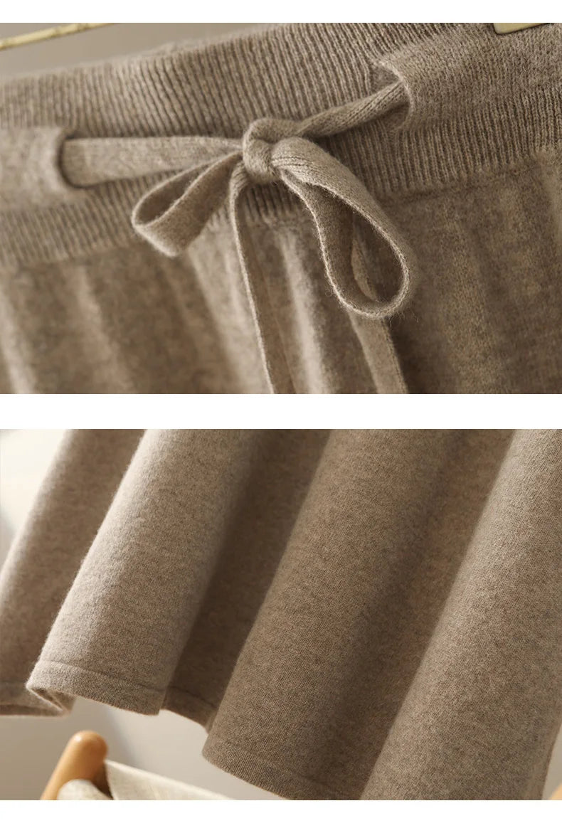 100% Pure Cashmere Wool Women's A-Line Skirt w/Pocket