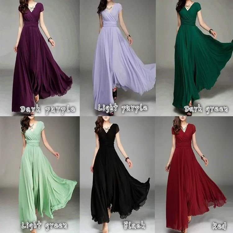 Women's Short Sleeve Chiffon Dress