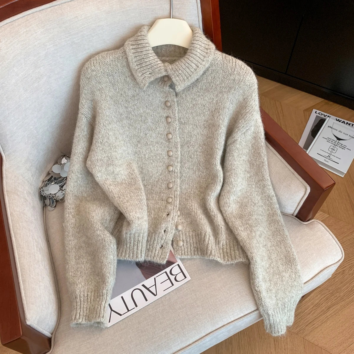 Turtleneck Cardigan Sweater