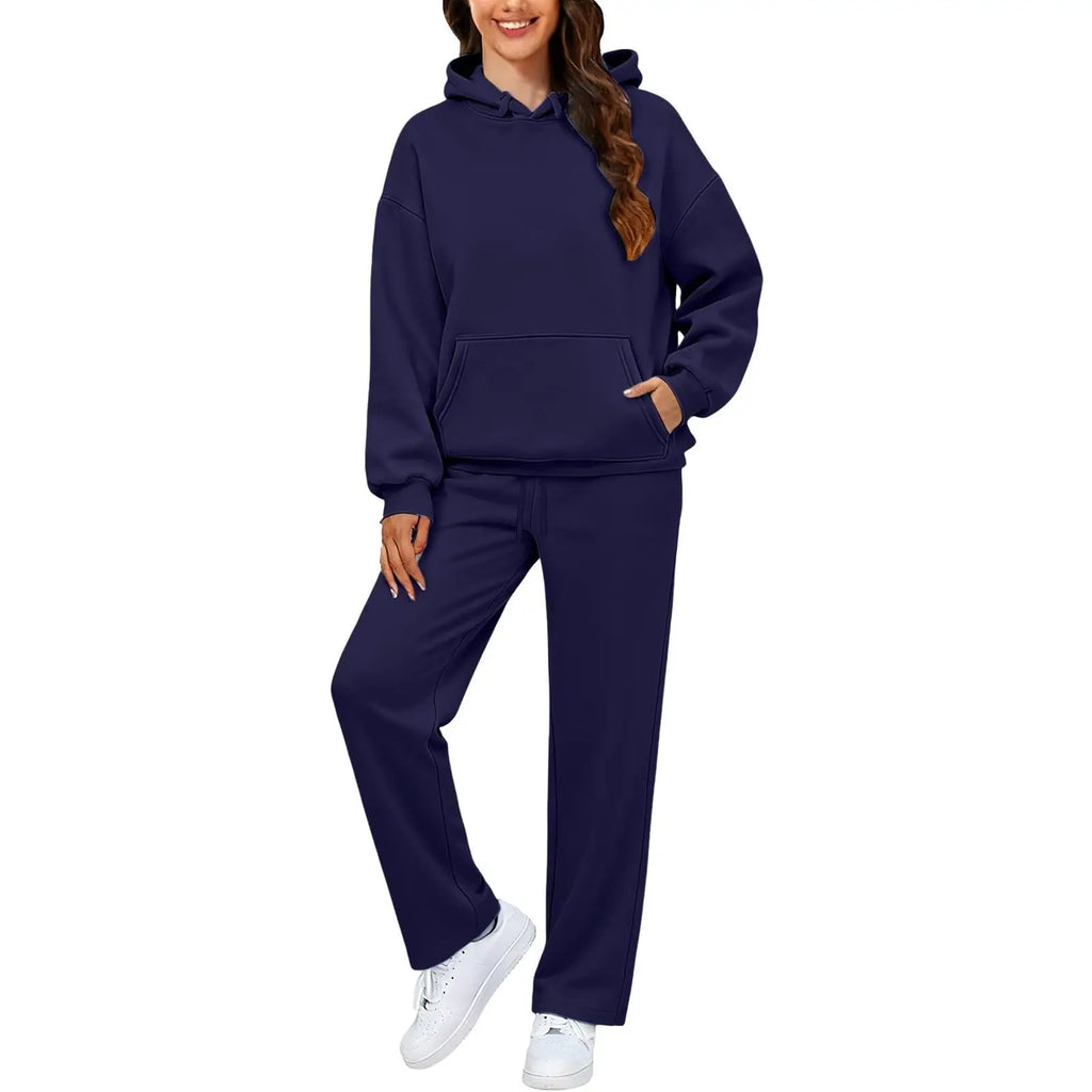 2 PiecePullover Tops And Wide Leg Pants Sweatsuit