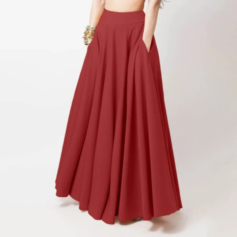 Breathable Half Body Pleated Skirt Micro Elastic Polyester Long Dresses