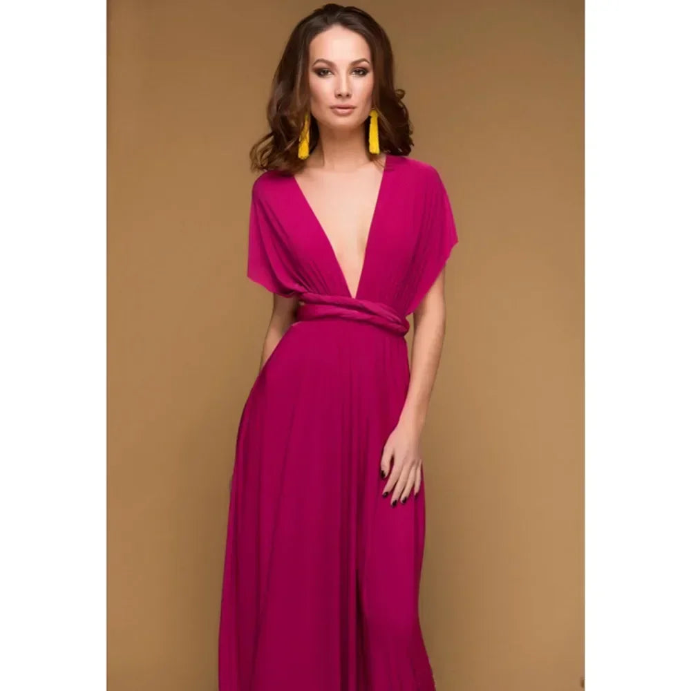 Women's V-neck Strappled Long Dress