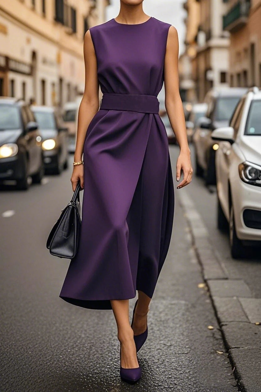 Elegant/Casual Sleeveless O-Neck Long Dress