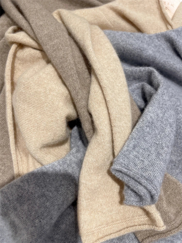 Women's 100% pure cashmere free collar slim sweater