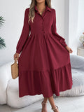 Women's Casual Button Down Long Sleeved Dress