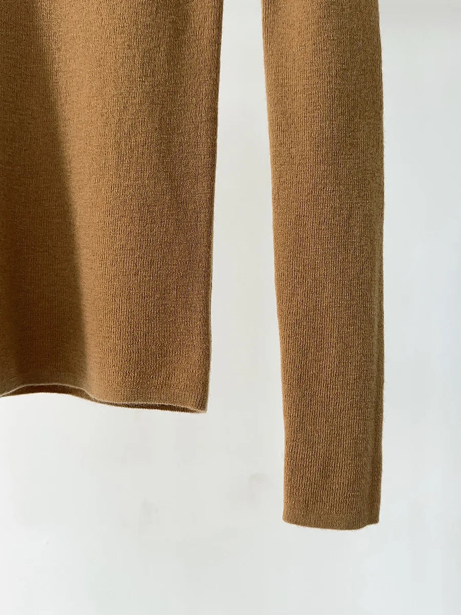 100% Wool Long Sleeve Mock Neck Sweater
