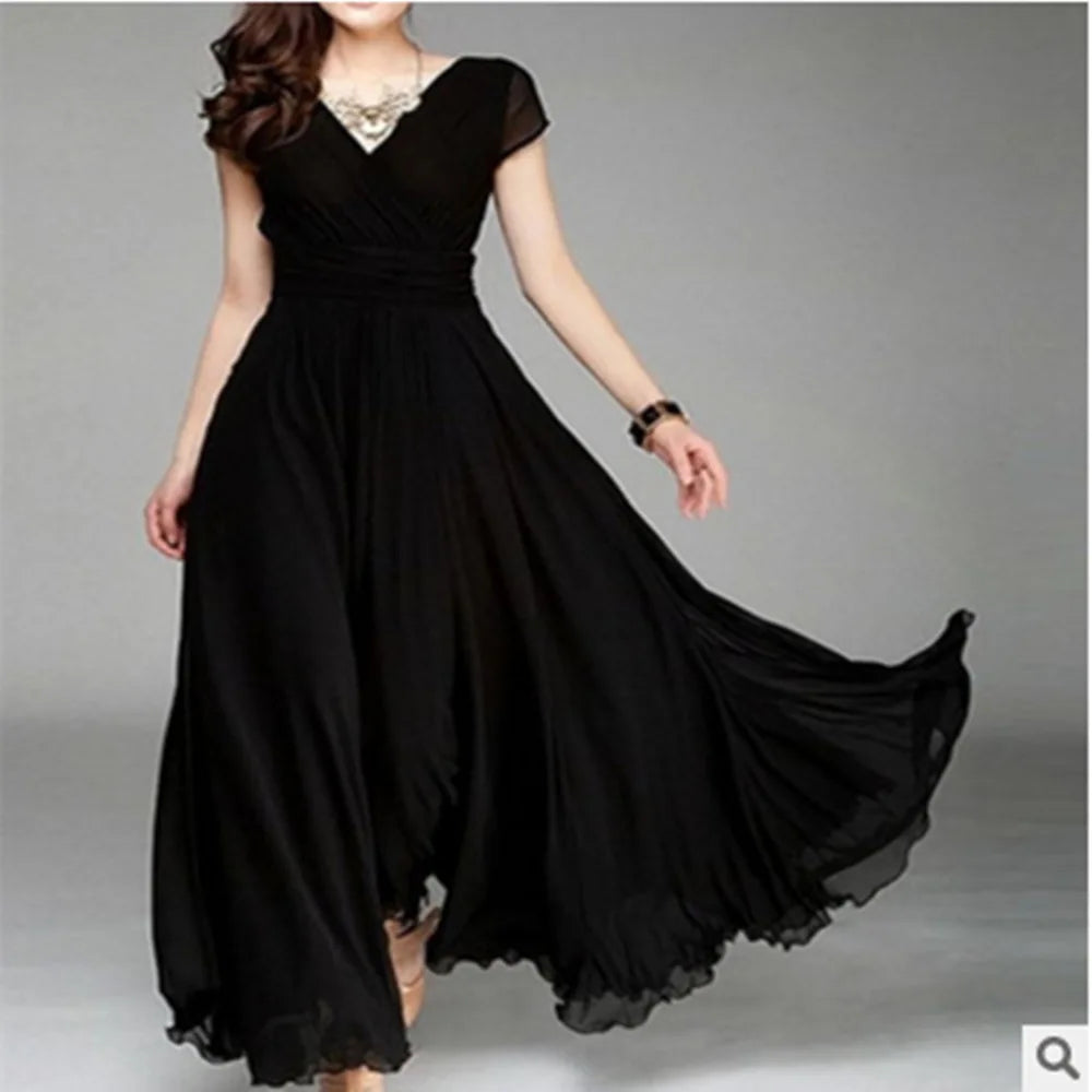 Women's Short Sleeve Chiffon Dress