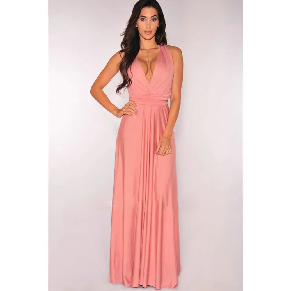 Women's V-neck Strappled Long Dress