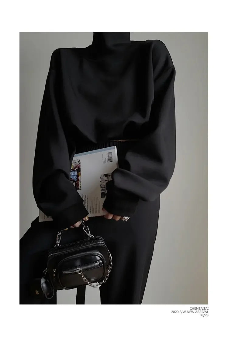 High Collar Long Loose Sleeve Top