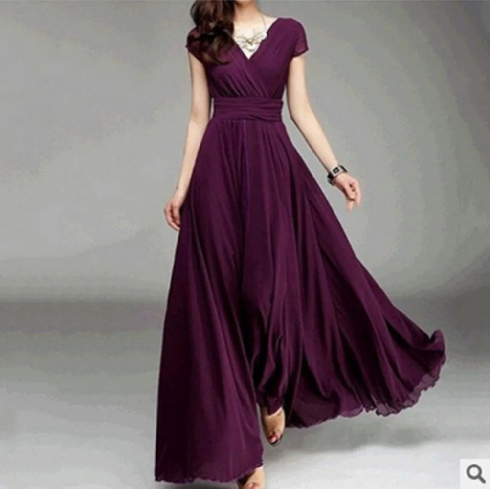 Women's Short Sleeve Chiffon Dress