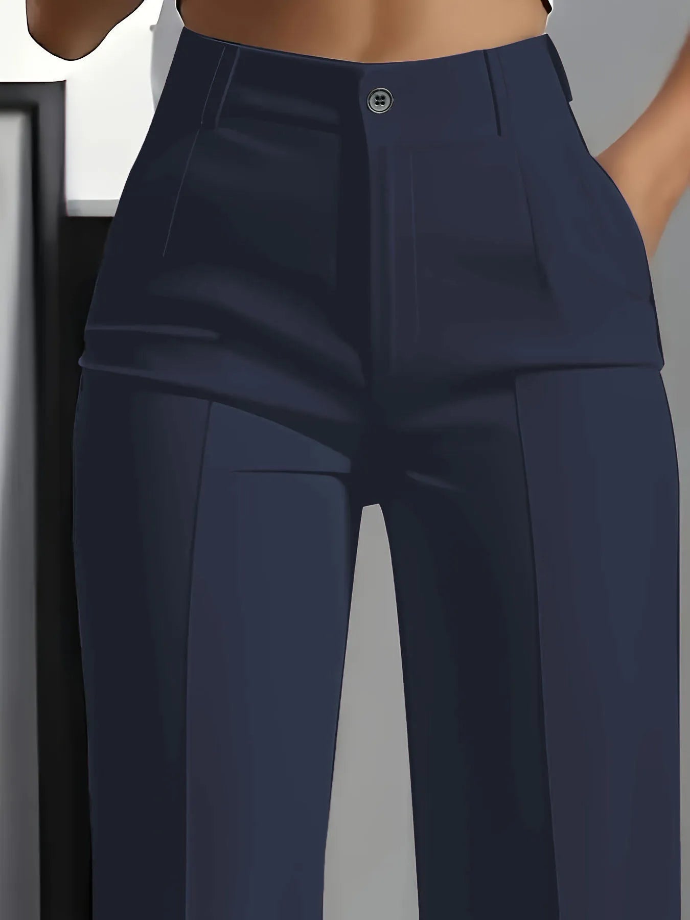 Hiigh-waisted, straight-cut, suit pants
