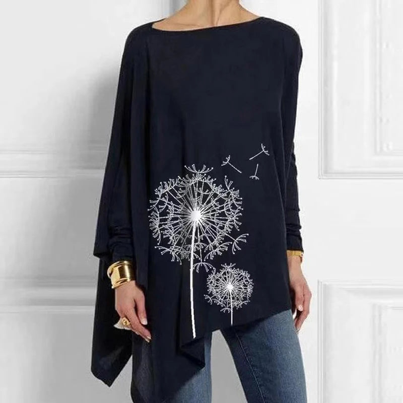 Cotton O Neck Long Sleeve Pullover Blouse