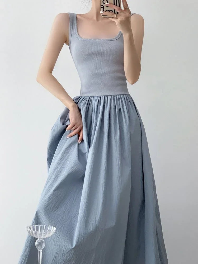 Women's Vintage Sleeveless Square Neck Dress