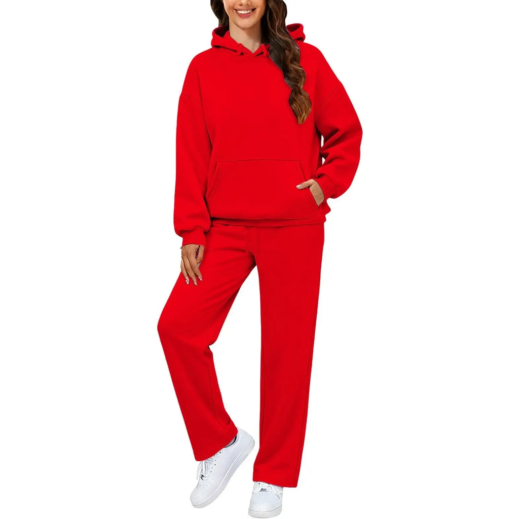 2 PiecePullover Tops And Wide Leg Pants Sweatsuit