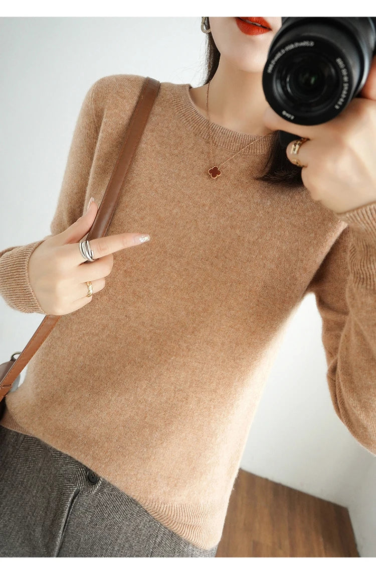 Cashmere Crew Neck Pullover Knit Sweater