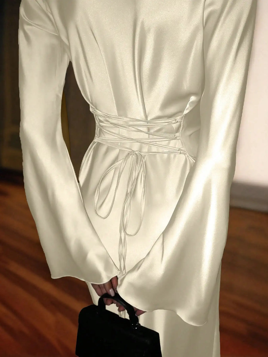 Satin Long Sleeve Maxi Dress