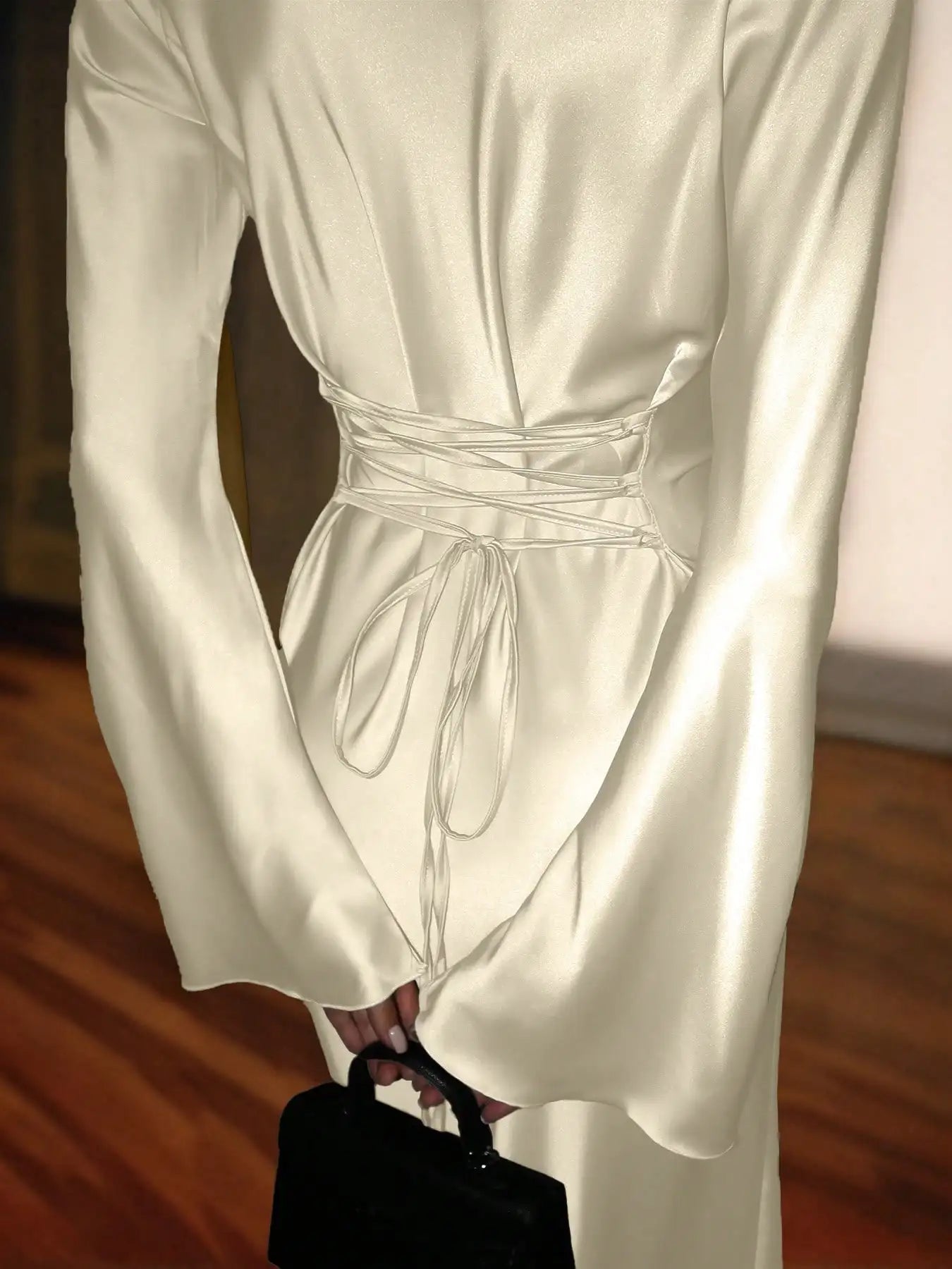 Satin Long Sleeve Maxi Dress