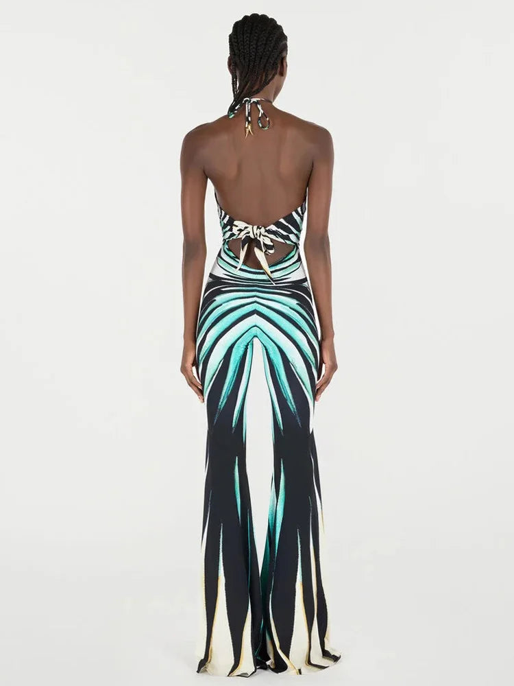 Women's Striped Halter Jumpsuit