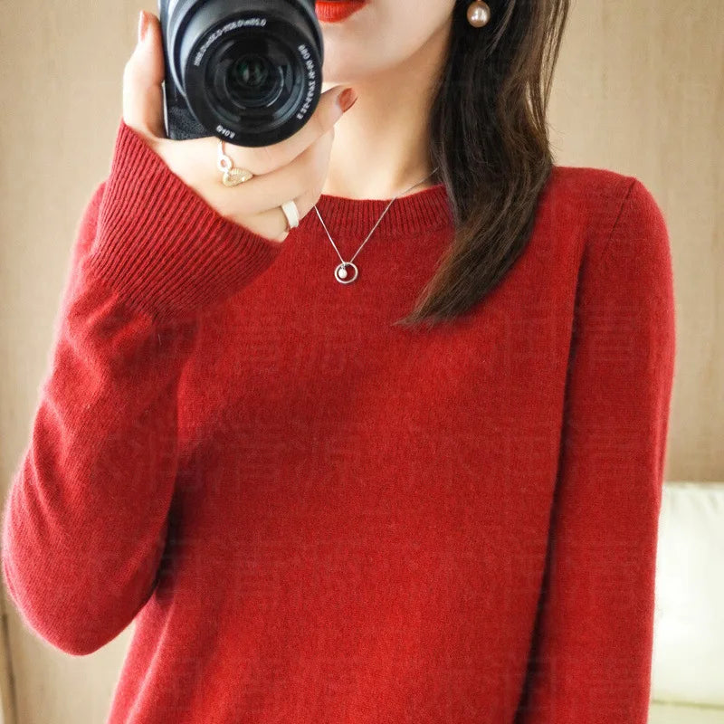 Cashmere Crew Neck Pullover Knit Sweater