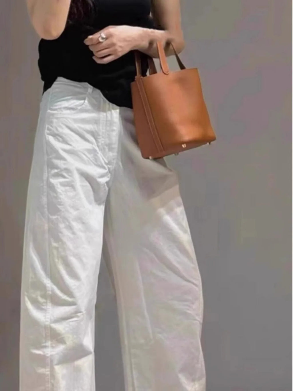 White Cotton Wide-leg Loose Linen Pants