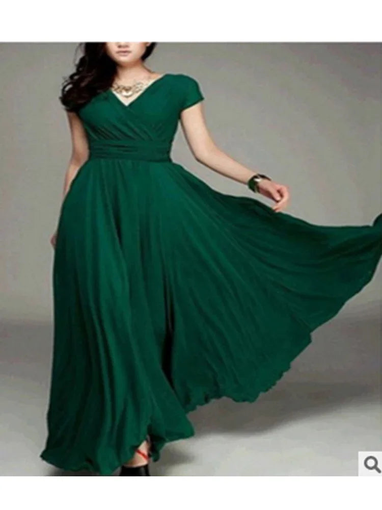 Women's Short Sleeve Chiffon Dress