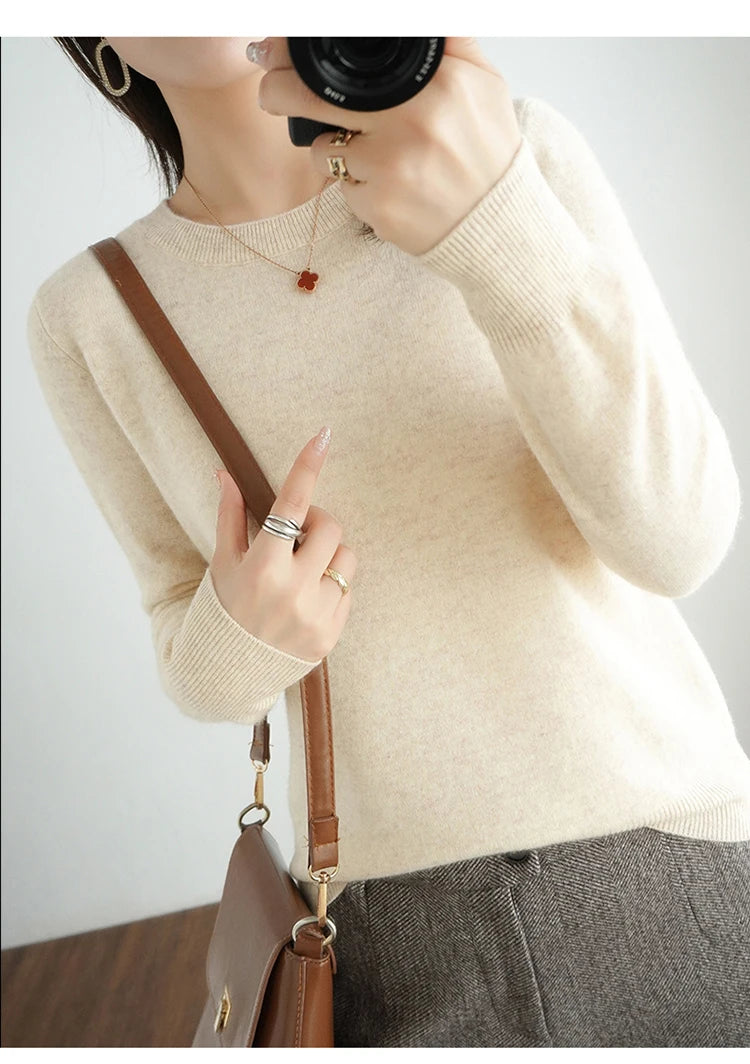 Cashmere Crew Neck Pullover Knit Sweater