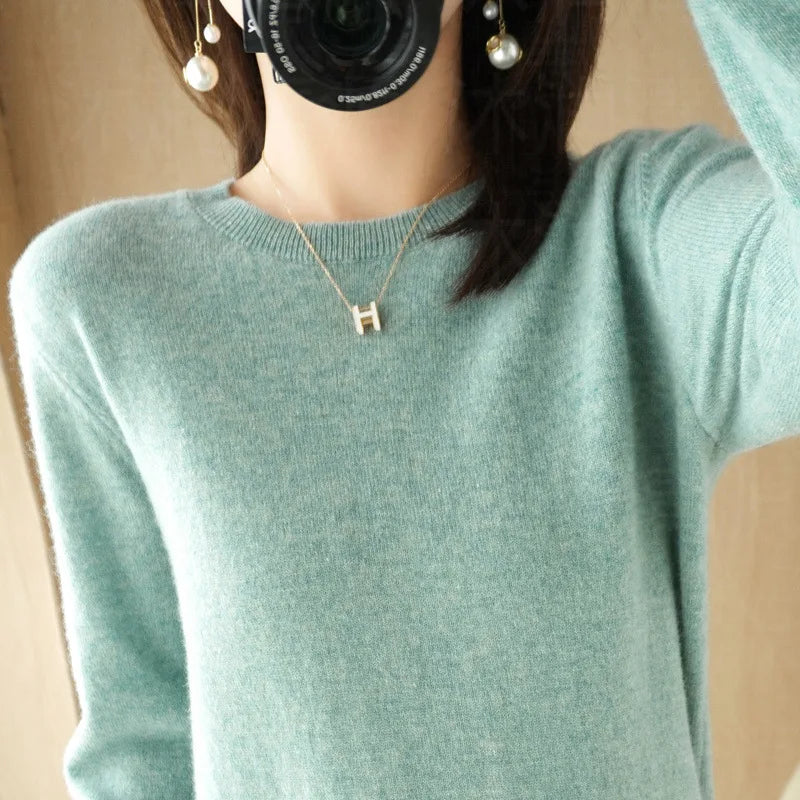 Cashmere Crew Neck Pullover Knit Sweater