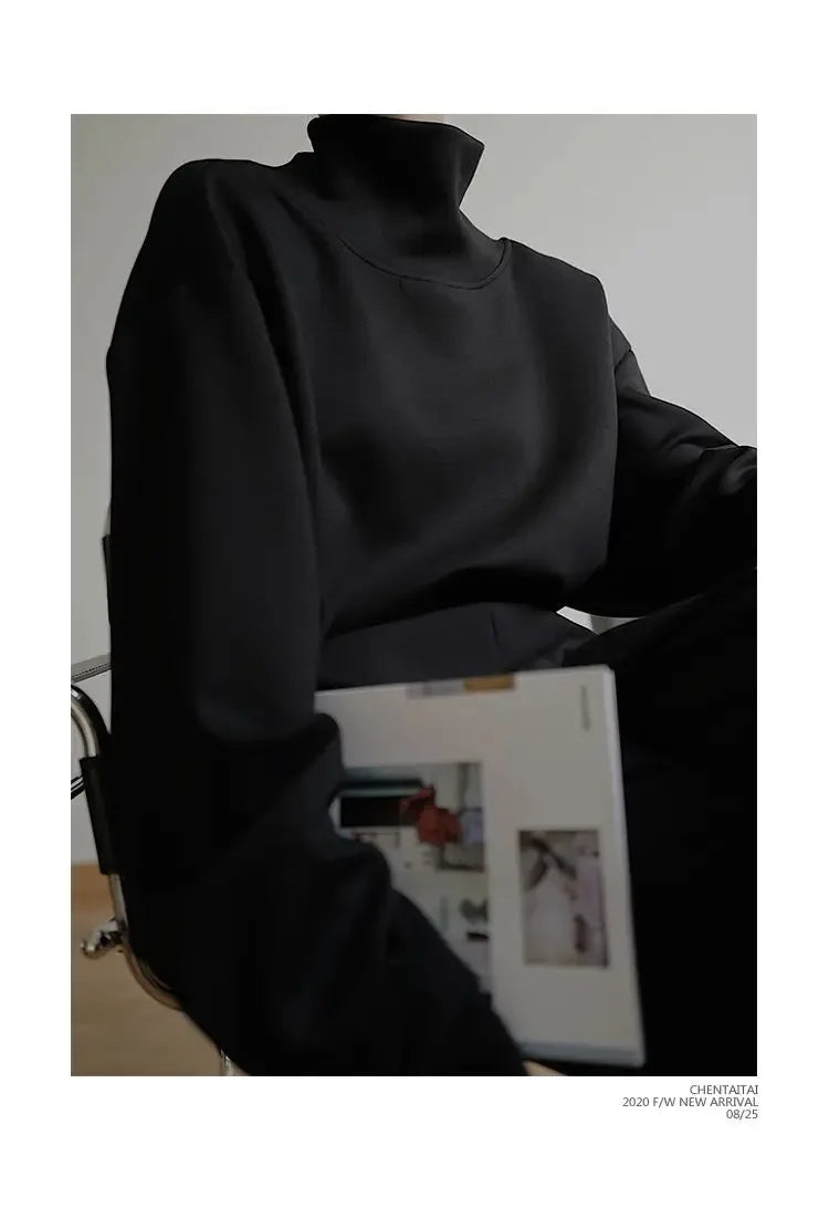 High Collar Long Loose Sleeve Top
