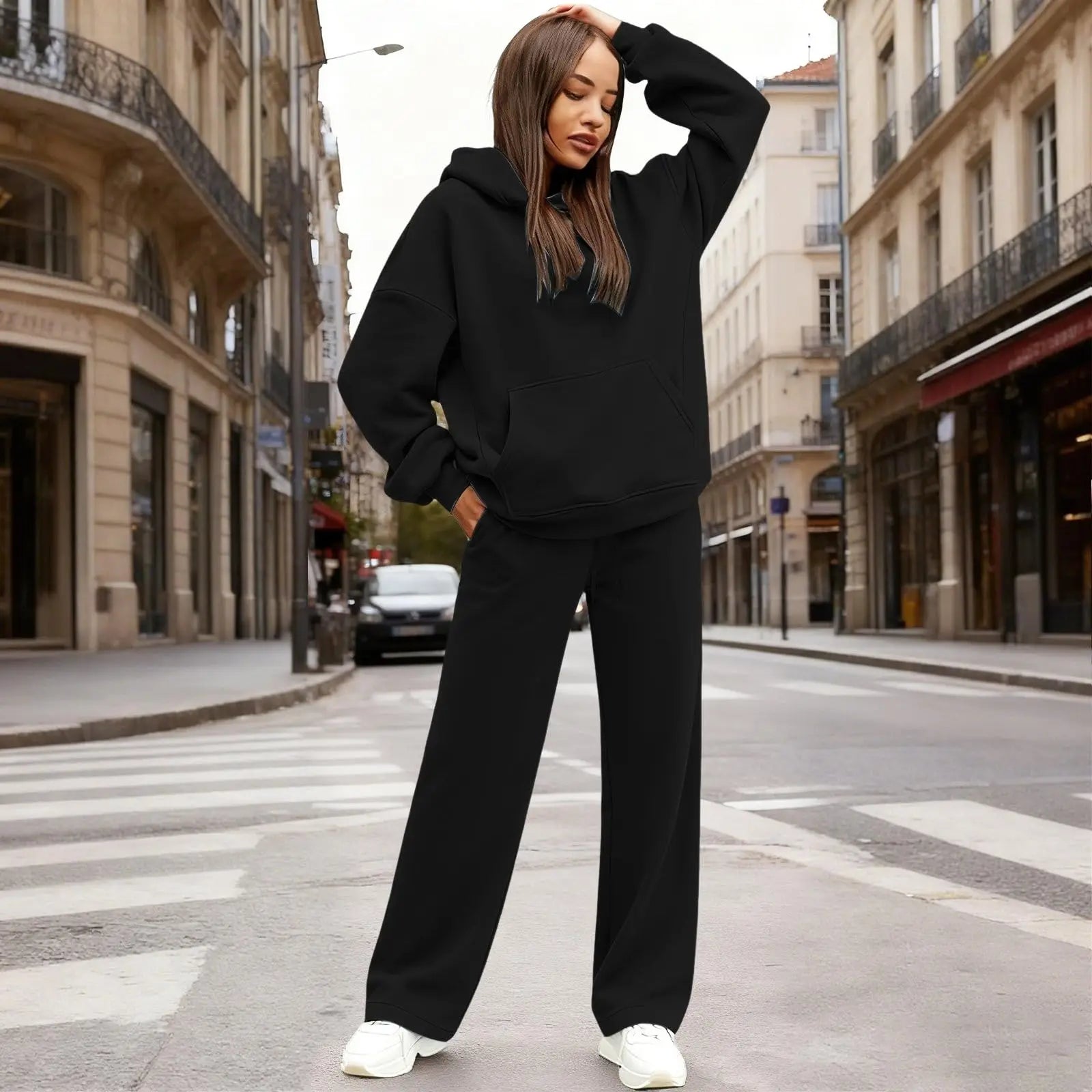 2 PiecePullover Tops And Wide Leg Pants Sweatsuit