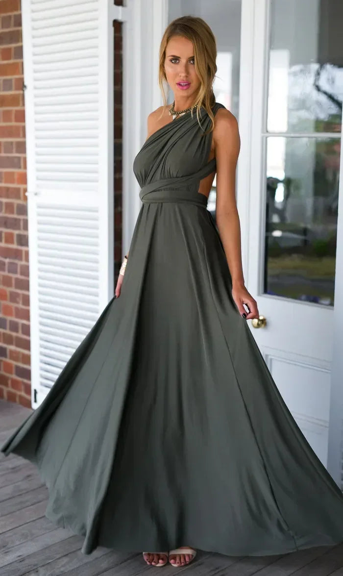Women's V-neck Strappled Long Dress