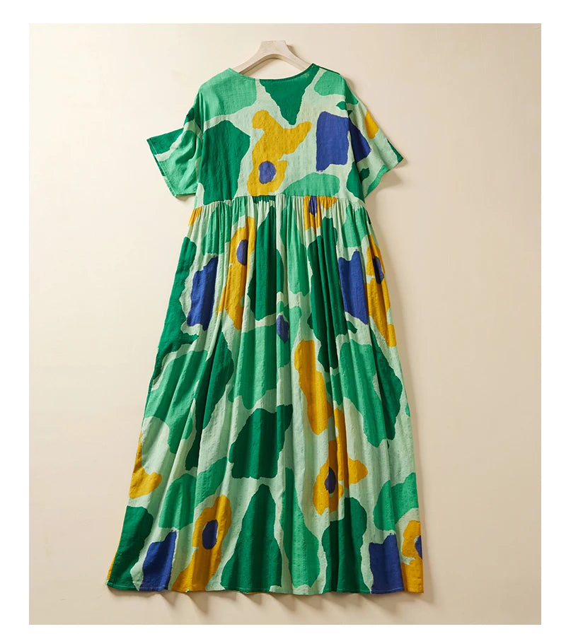 Plus Size Women's Boho Beach Floral Summer Dress