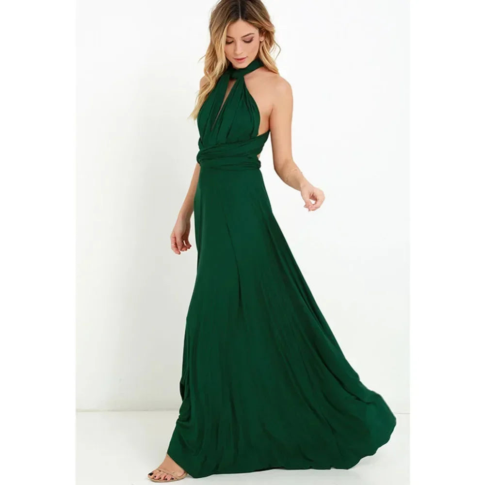Women's V-neck Strappled Long Dress