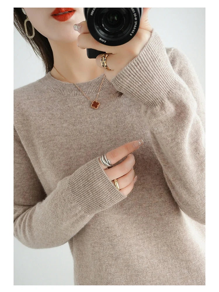 Cashmere Crew Neck Pullover Knit Sweater
