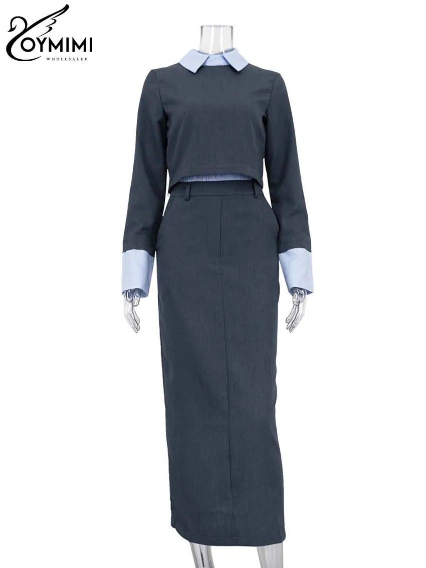 Gray Office 2 Piece Skirt Set